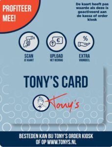 Tony's card korting